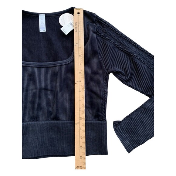 New! OFFLINE By Aerie Big Chill Seamless Square Neck Cropped Top Black Sz XL - Picture 13 of 15